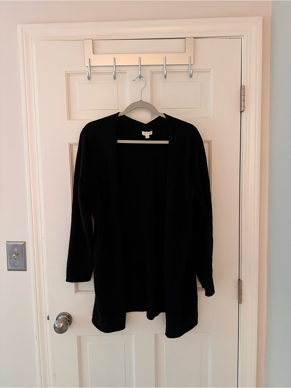 Black Open-Front Women's Cashmere Cardigan